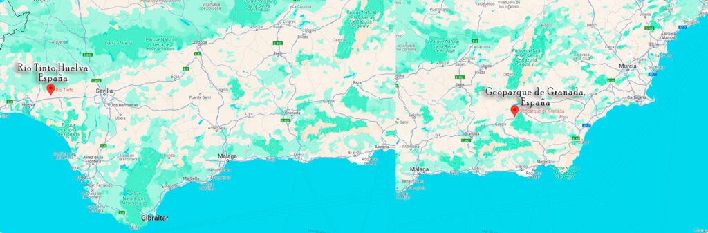 sur de España mapa
Geoparque Granada y rio tinto Huelva