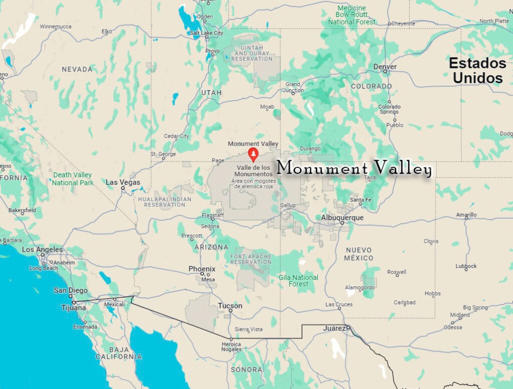 mapa monument valley eeuu