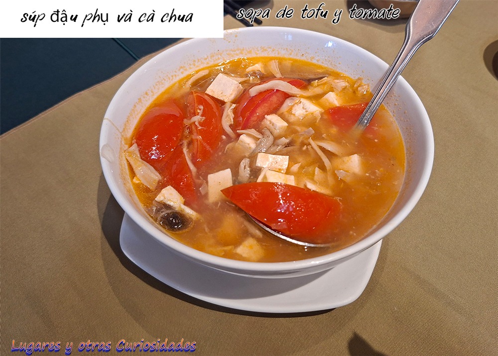 Sopa de tofu y tomate
